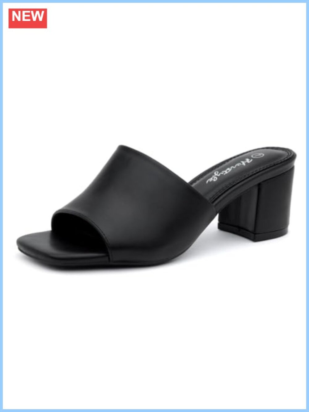 Square Open Toe Heeled Sandals 2.5 Inch Low Block Chunky Heel Slip-On Mules
